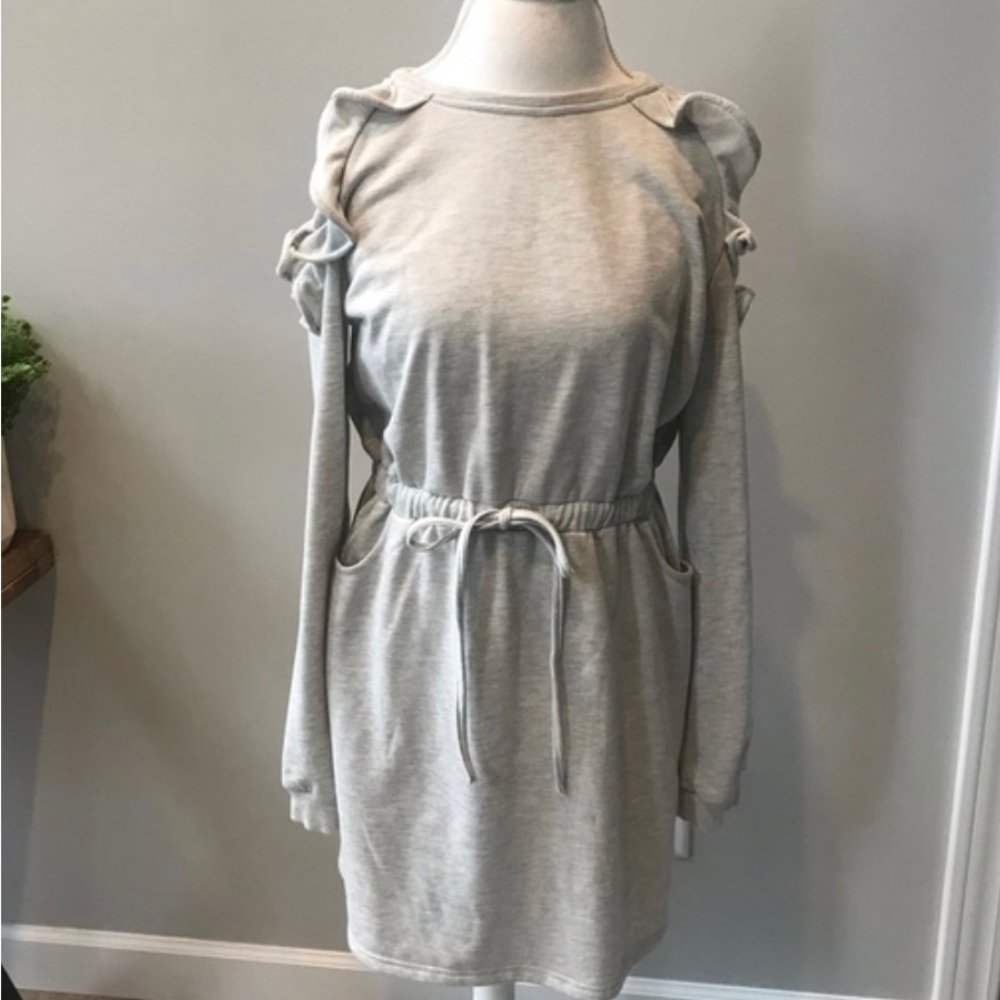 Promesa ruffle cold shoulder sweatshirt dress